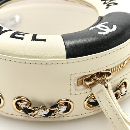 Chanel Lambskin Coco Lifesaver Round Bag Black White 9 of 9