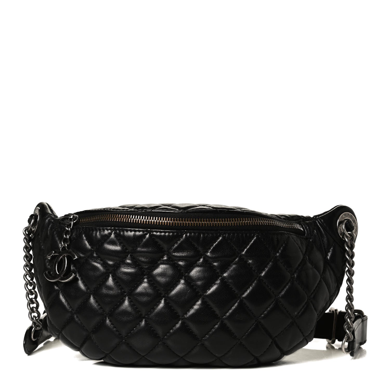 Chanel Lambskin Quilted Banane Waist Bag Fanny Pack Black 1 of 13