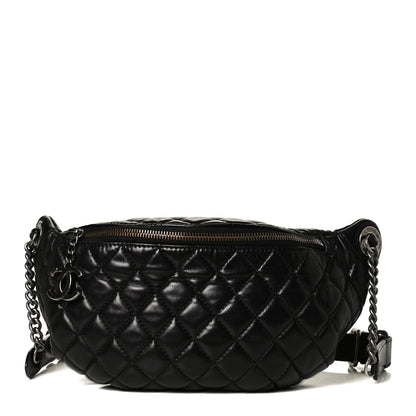 Chanel Lambskin Quilted Banane Waist Bag Fanny Pack Black 1 of 13