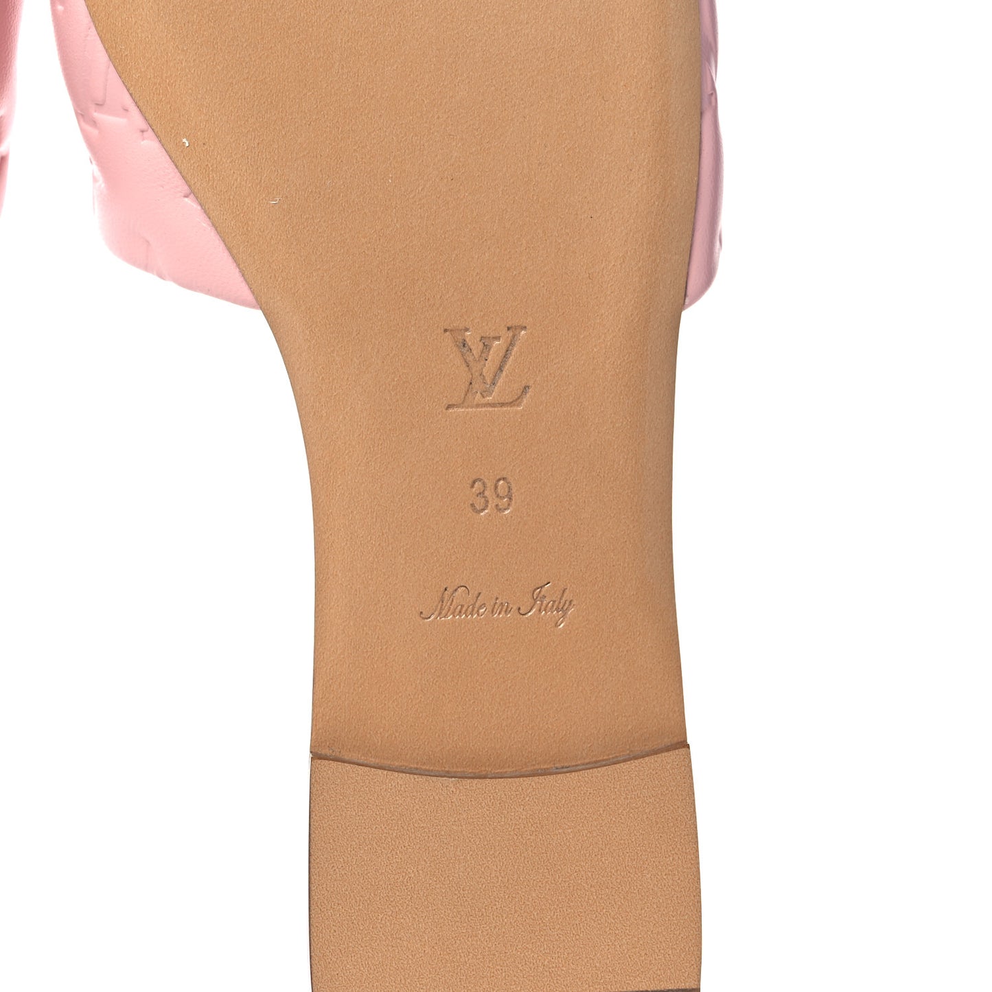 Lambskin Embossed Monogram Revival Flat Mules 39 Light Pink