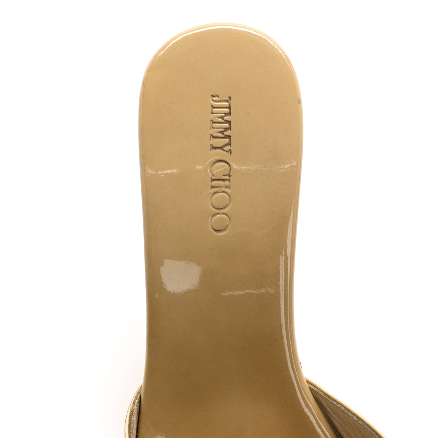 Patent Calfskin Perfume Cork Wedge Sandals 38 Nude