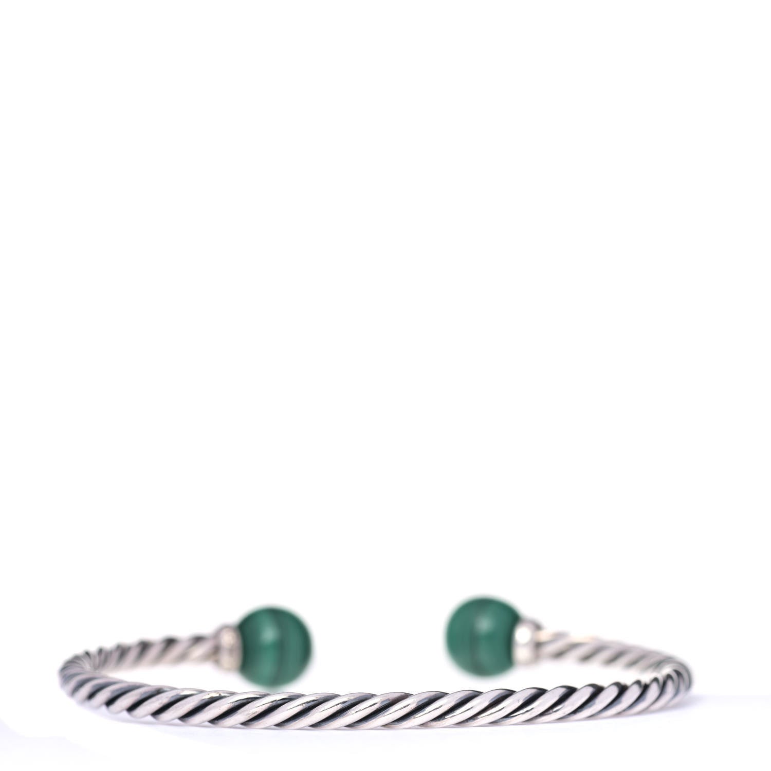 David Yurman Sterling Silver Diamond Malachite 9mm Solari Bracelet 3 of 5