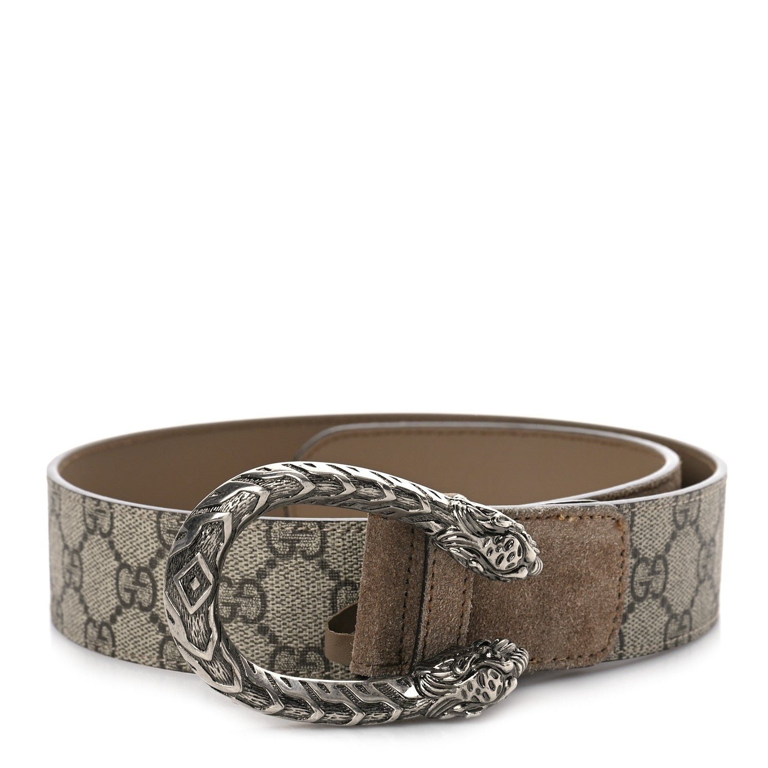 Gucci GG Supreme Monogram Suede Dionysus 40mm Belt 75 30 Beige Taupe 1 of 5