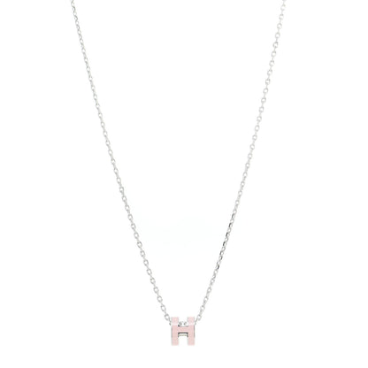 Hermes Palladium Mini Pop H Pendant Necklace Rose Dragee 1 of 7