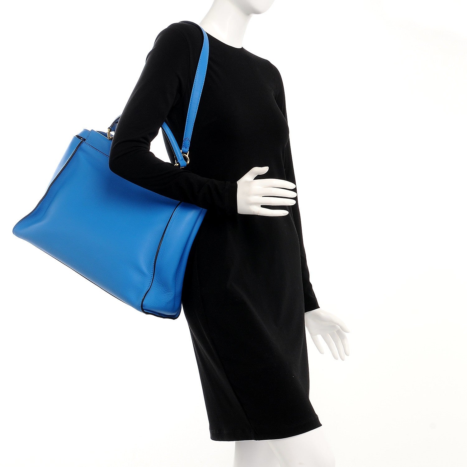 Fendi Vitello Seta Studded Monster Eyes Large Peekaboo Iconic Satchel Blue Royal Black Multicolor 2 of 11