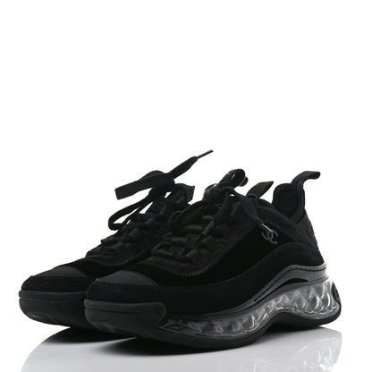 Chanel Suede Calfskin Velvet Grosgrain CC Sneakers 36 Black 2 of 7
