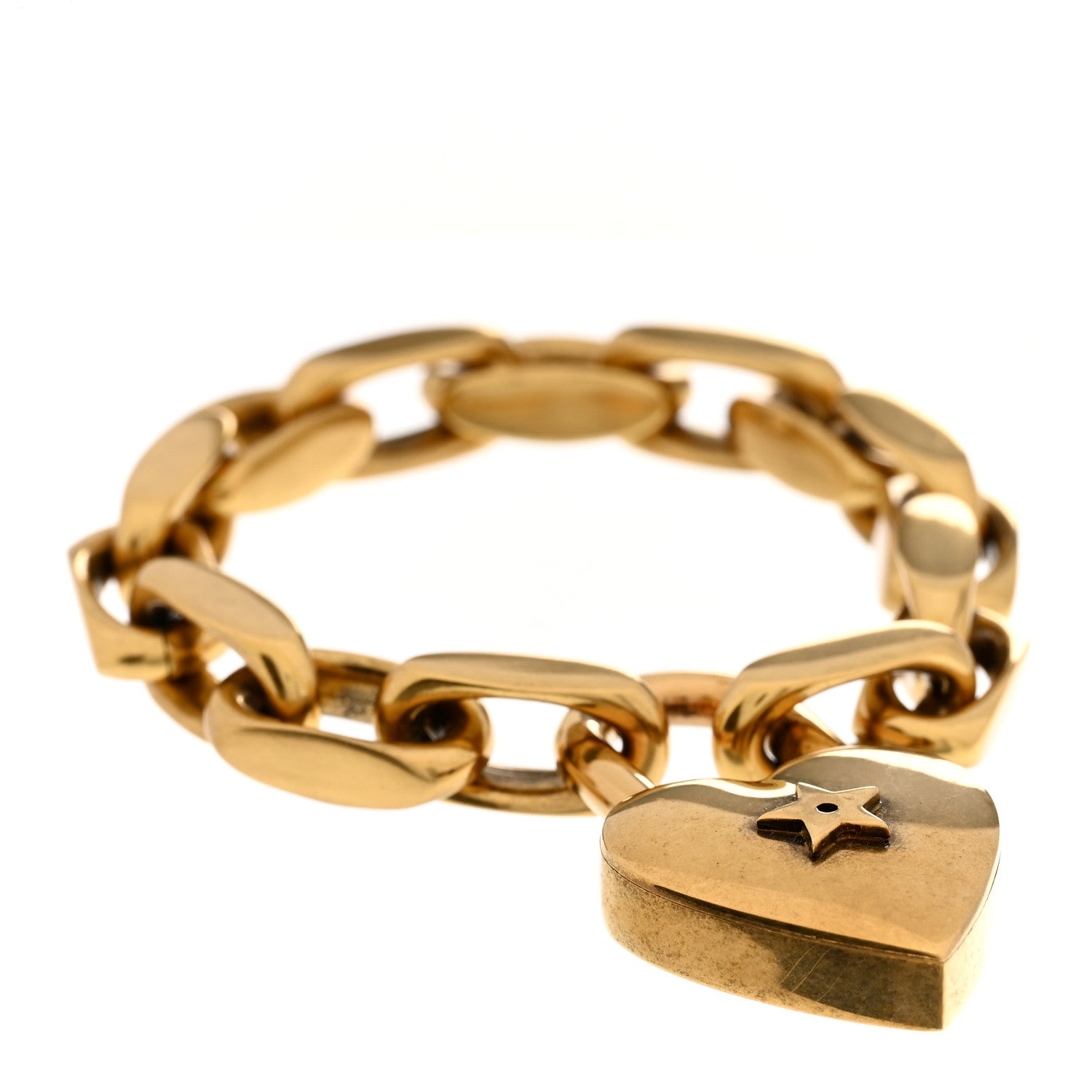 Christian Dior Metal Heart Lock Chain Bracelet Gold 1 of 4