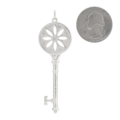 Tiffany Sterling Silver Diamond Large Daisy Key Pendant 2 of 4