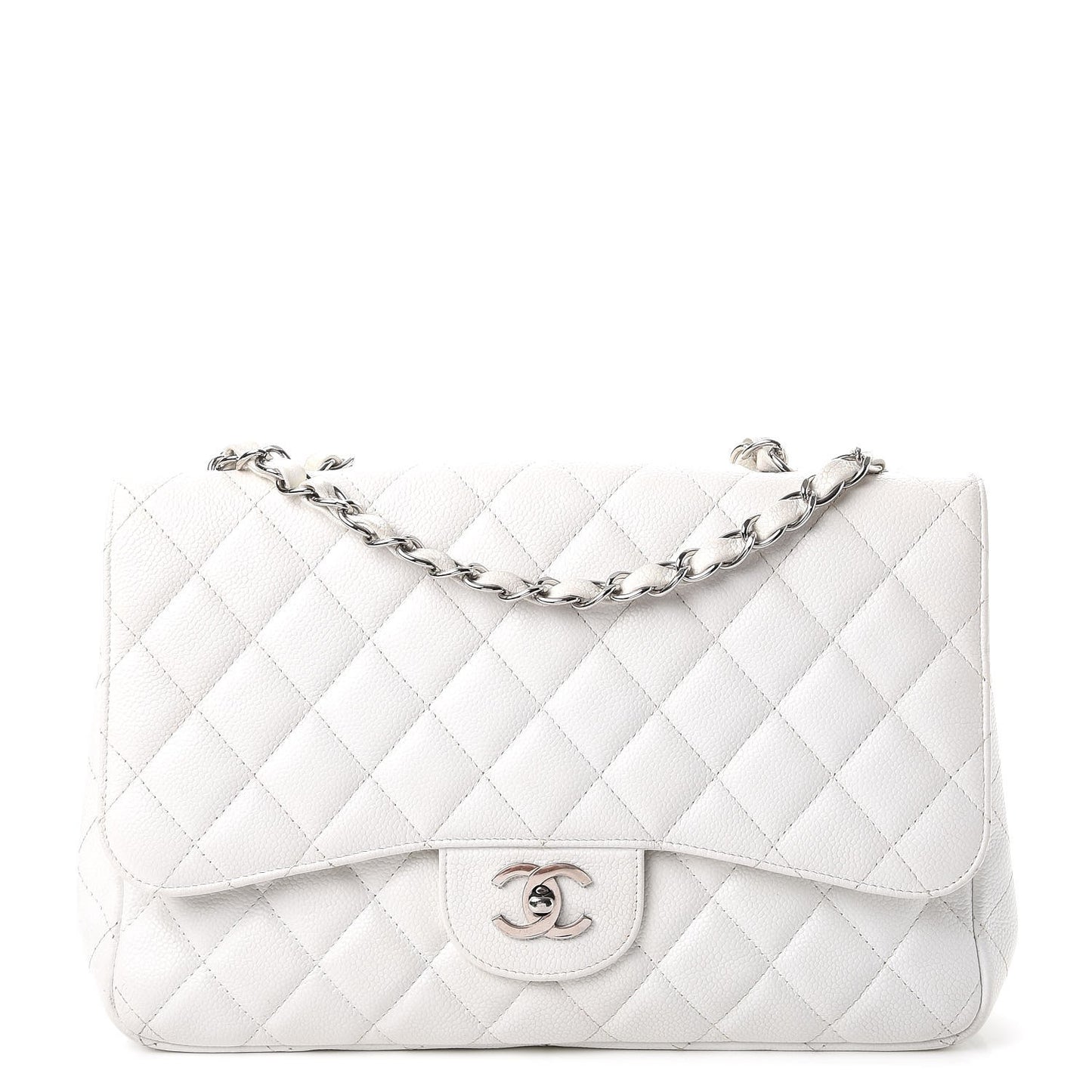 Caviar Quilted Jumbo Single Flap White