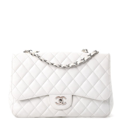 Chanel Caviar Quilted Jumbo Single Flap White 1 of 14