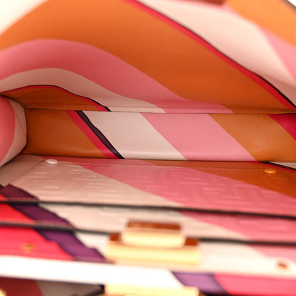 Fendi Vitello Seta Nappa FF Striped Embossed Medium Peekaboo I SEE U Satchel Miele Scuro Multicolor 6 of 11