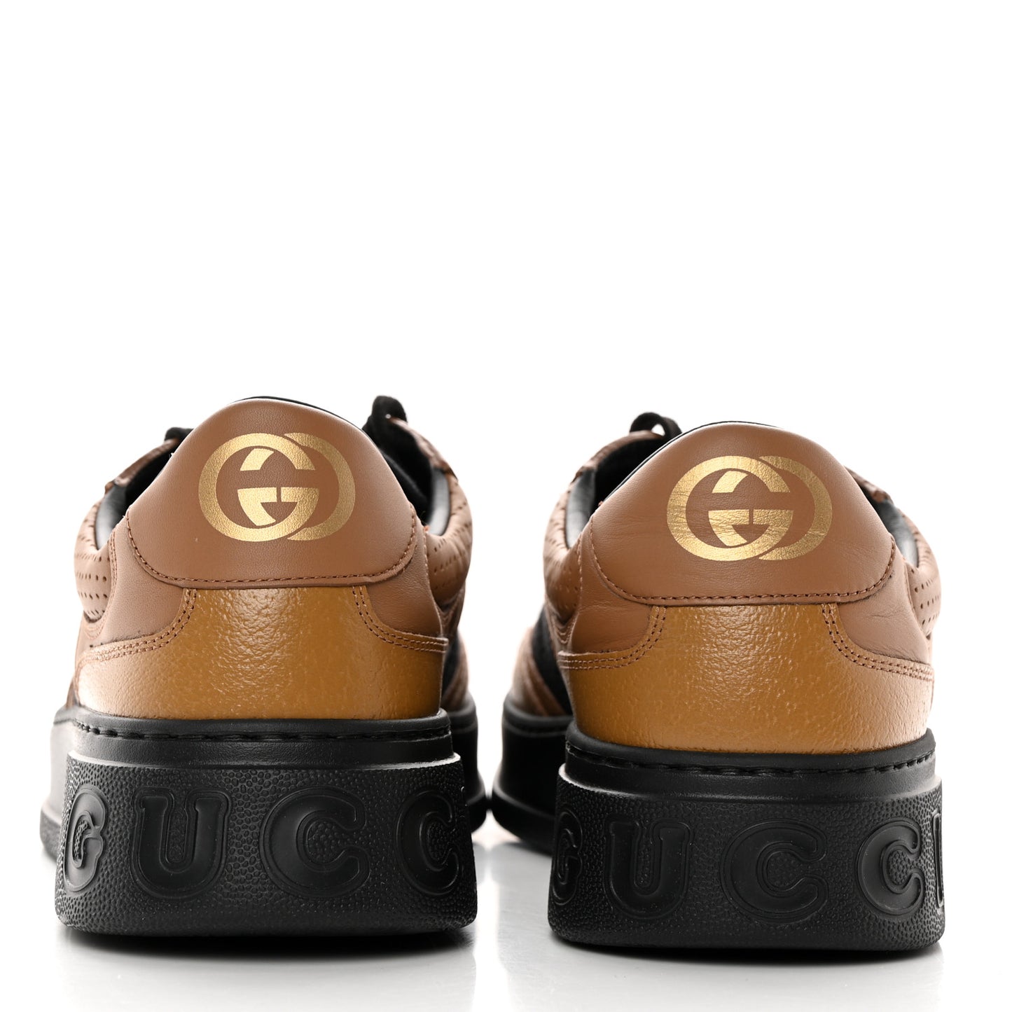 Textured Dollar Calfskin Monogram Perforated Mens Interlocking G 55mm Sneakers 9 Khaki Beige Black