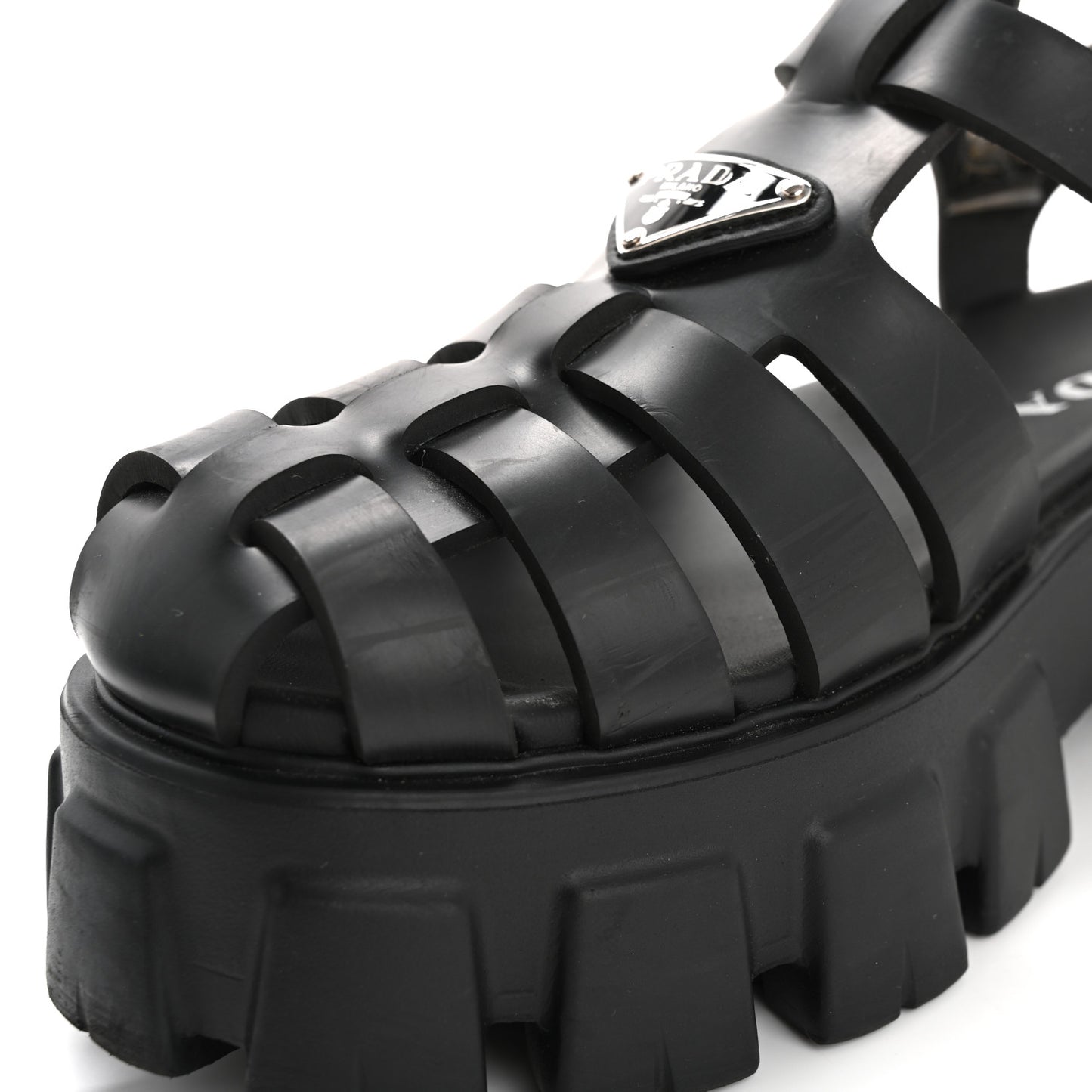 Foam Rubber Triangle Logo Monolith 55mm Cage Sandals 38 Black
