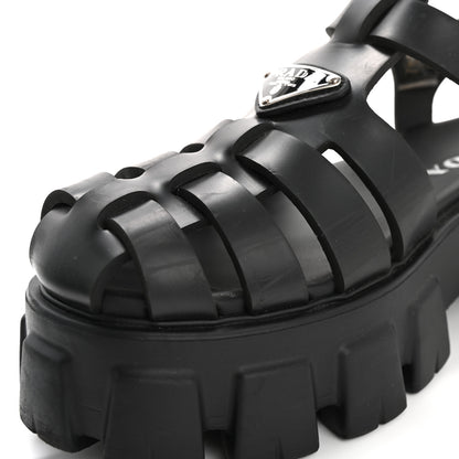 Prada Foam Rubber Triangle Logo Monolith 55mm Cage Sandals 38 Black 14 of 15