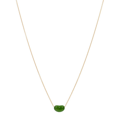 Tiffany 18K Yellow Gold Green Jade 9mm Elsa Peretti Bean Pendant Necklace 1 of 5