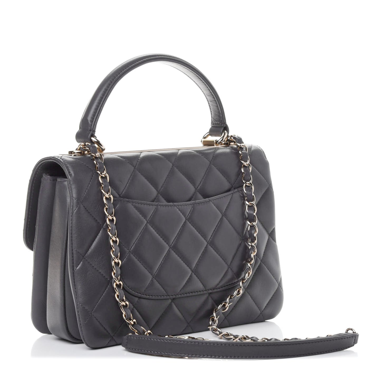 Lambskin Quilted Small Trendy CC Dual Handle Flap Bag Dark Grey