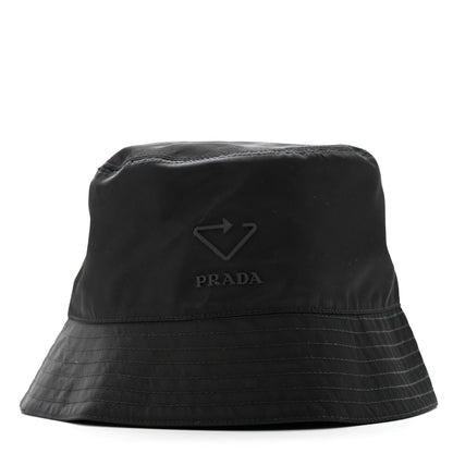 Prada Re-Nylon Rubber Logo Mens Bucket Hat S Black 3 of 11