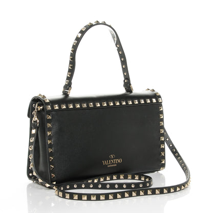 Valentino Garavani Vitello Small Rockstud Single Handle Flap Bag Black 3 of 6
