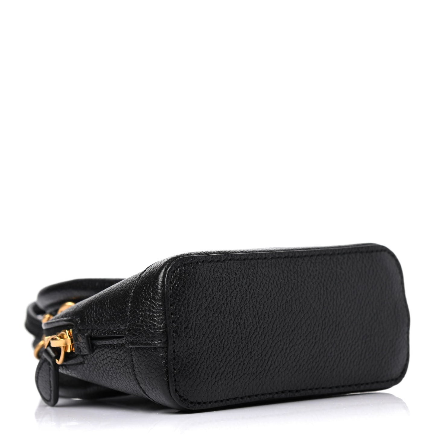 Grained Calfskin Logo Mini Ville Top Handle Bag Black White