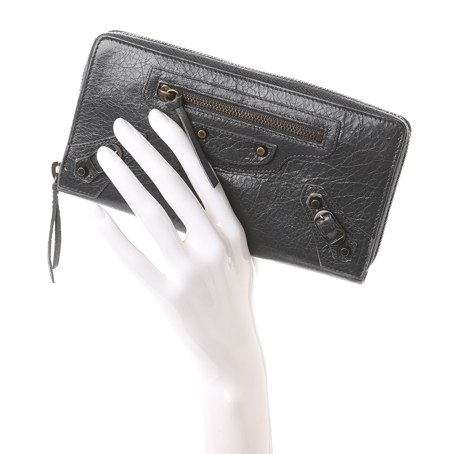 Balenciaga Agneau Classic Hardware Continental Zip Around Wallet Gris Fossile 2 of 11