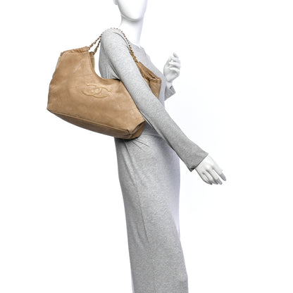 Chanel Suede Quilted Neo Cabas Small Shopping Tote Dark Beige 2 of 11