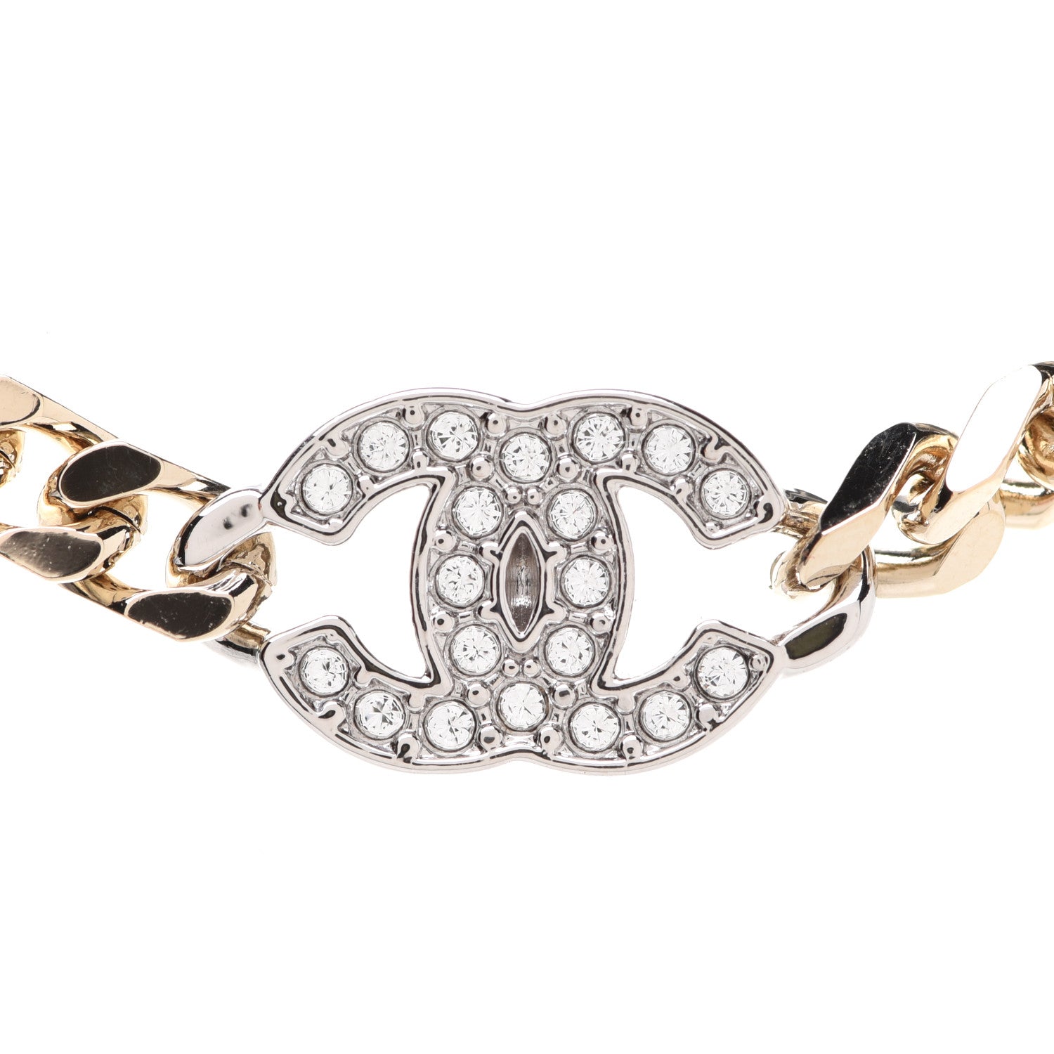 Chanel Crystal CC Chain Bracelet Gold Silver 4 of 6