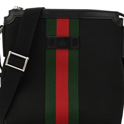 Gucci Techno Canvas Selleria Calfskin Web Small Flat Messenger Bag Black 8 of 10