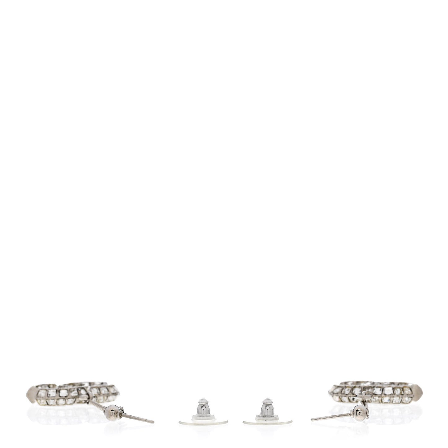 Baguette Crystal CC Drop Earrings Silver