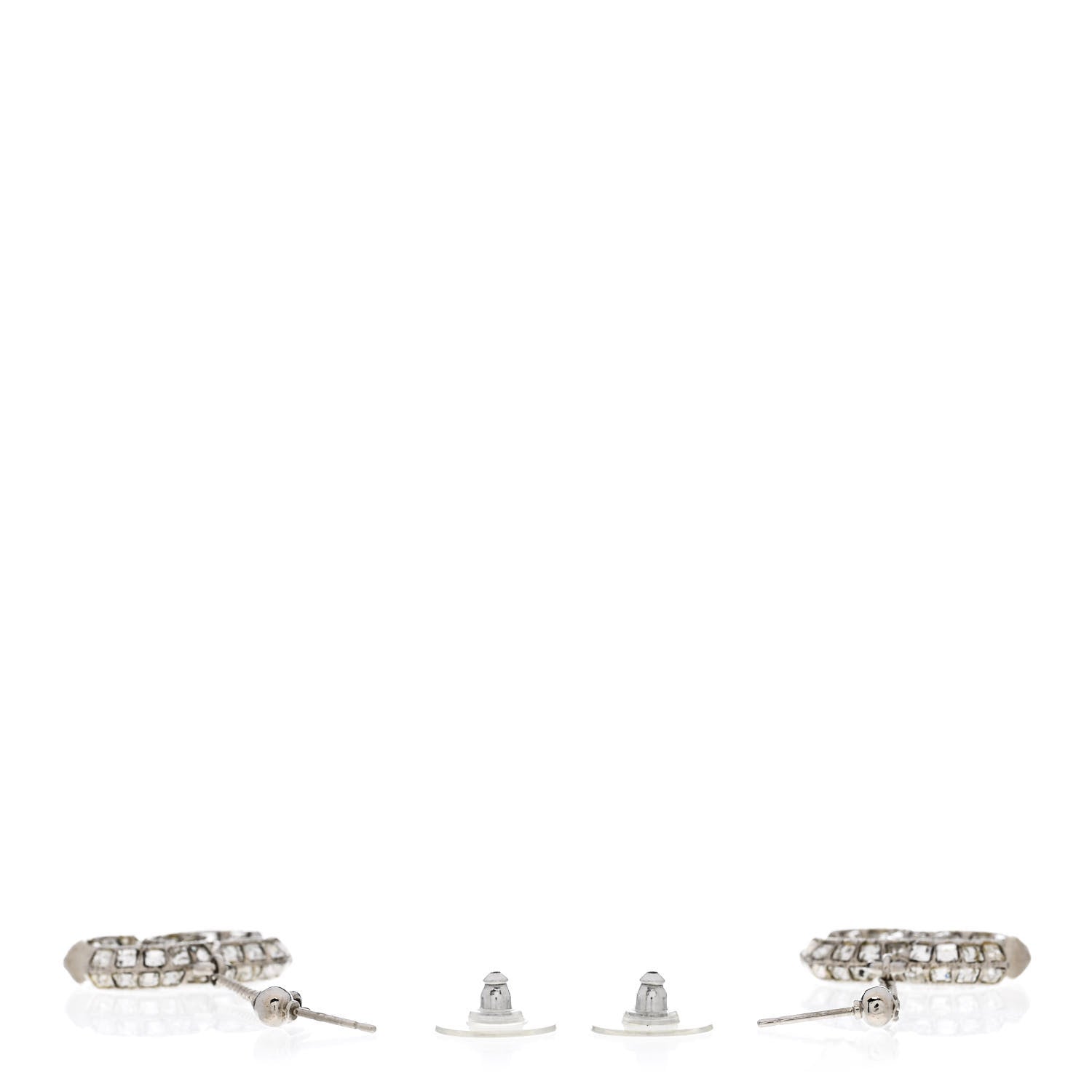 Chanel Baguette Crystal CC Drop Earrings Silver 3 of 4