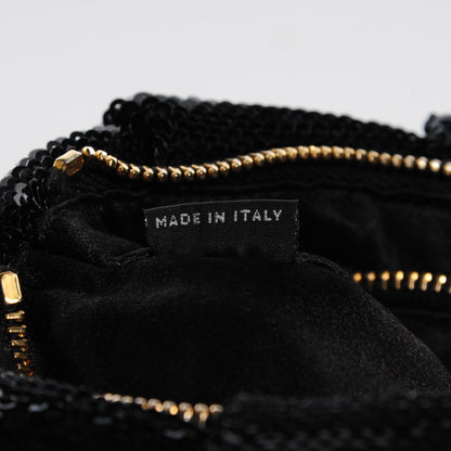 Prada Sequin Fabric Wristlet Clutch Black 9 of 9