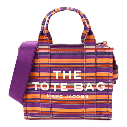 Marc Jacobs Cotton Canvas Striped Small The Traveler Tote Bag Purple Multicolor 1 of 10
