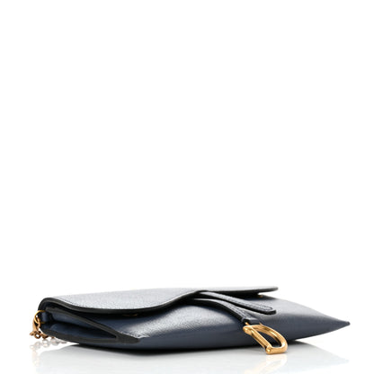 Christian Dior Goatskin Saddle Long Wallet With Chain Dark Blue 5 of 14