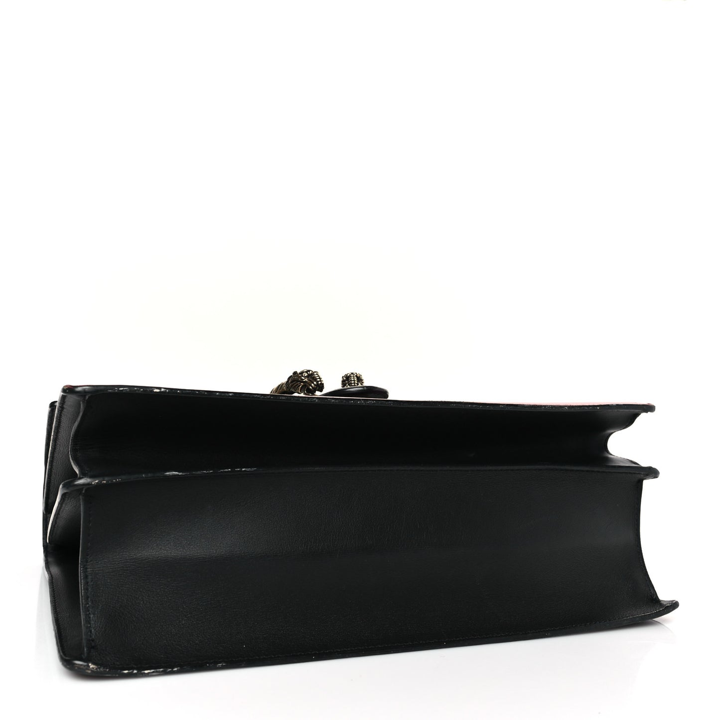 Calfskin Bamboo Web Large Dionysus Top Handle Bag Black Bright Evergreen Hibiscus Red