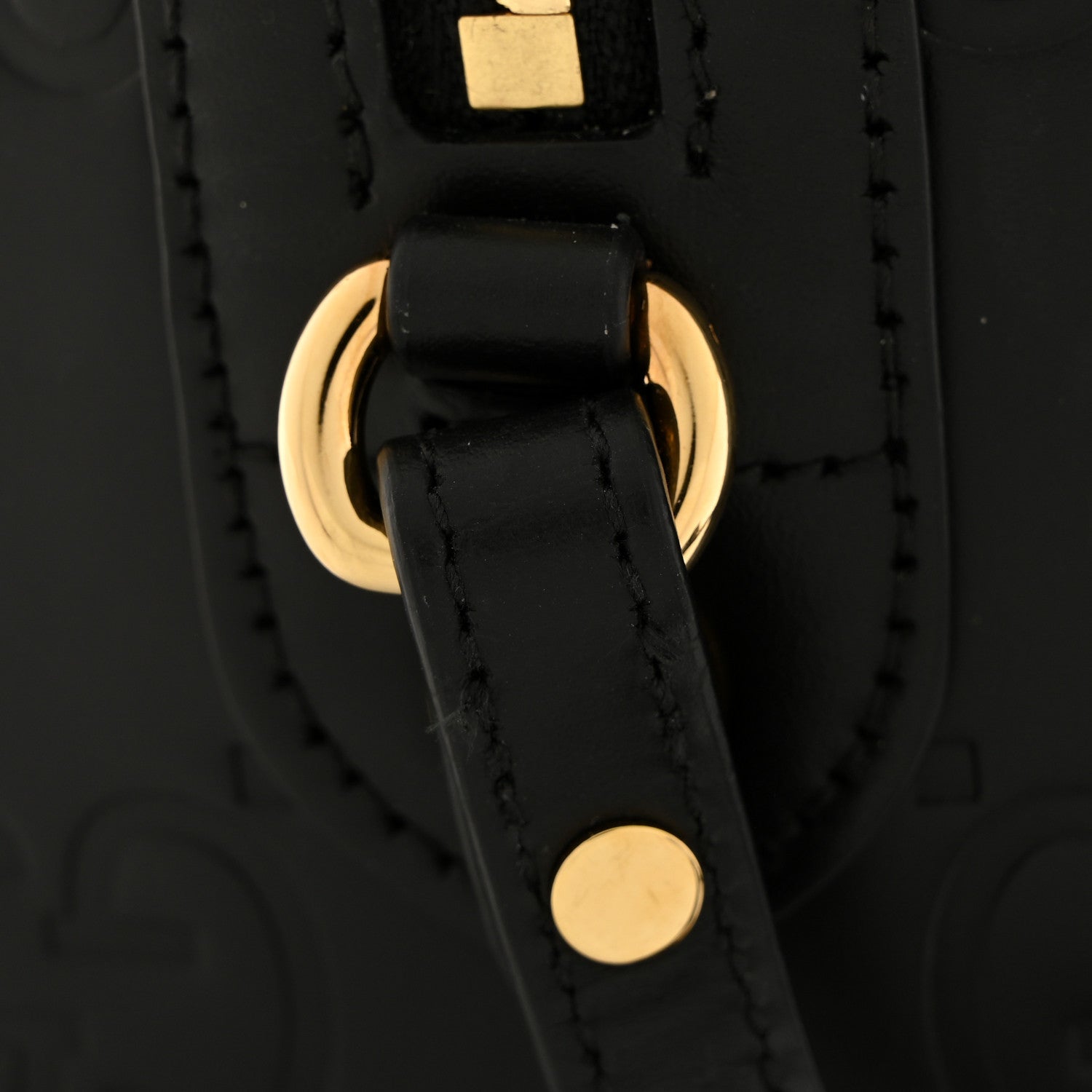 Gucci Calfskin Jumbo GG Embossed Super Mini Top Handle Bowler Bag Black 11 of 12