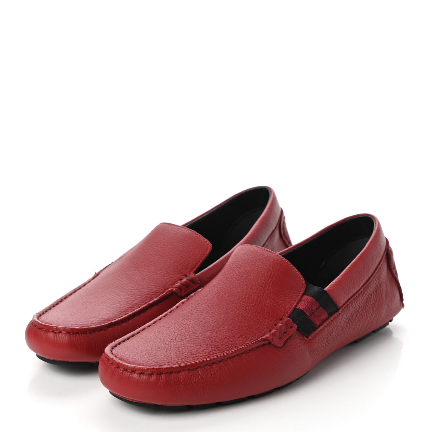 Calfskin Web Mens Driver Loafers 7 Red