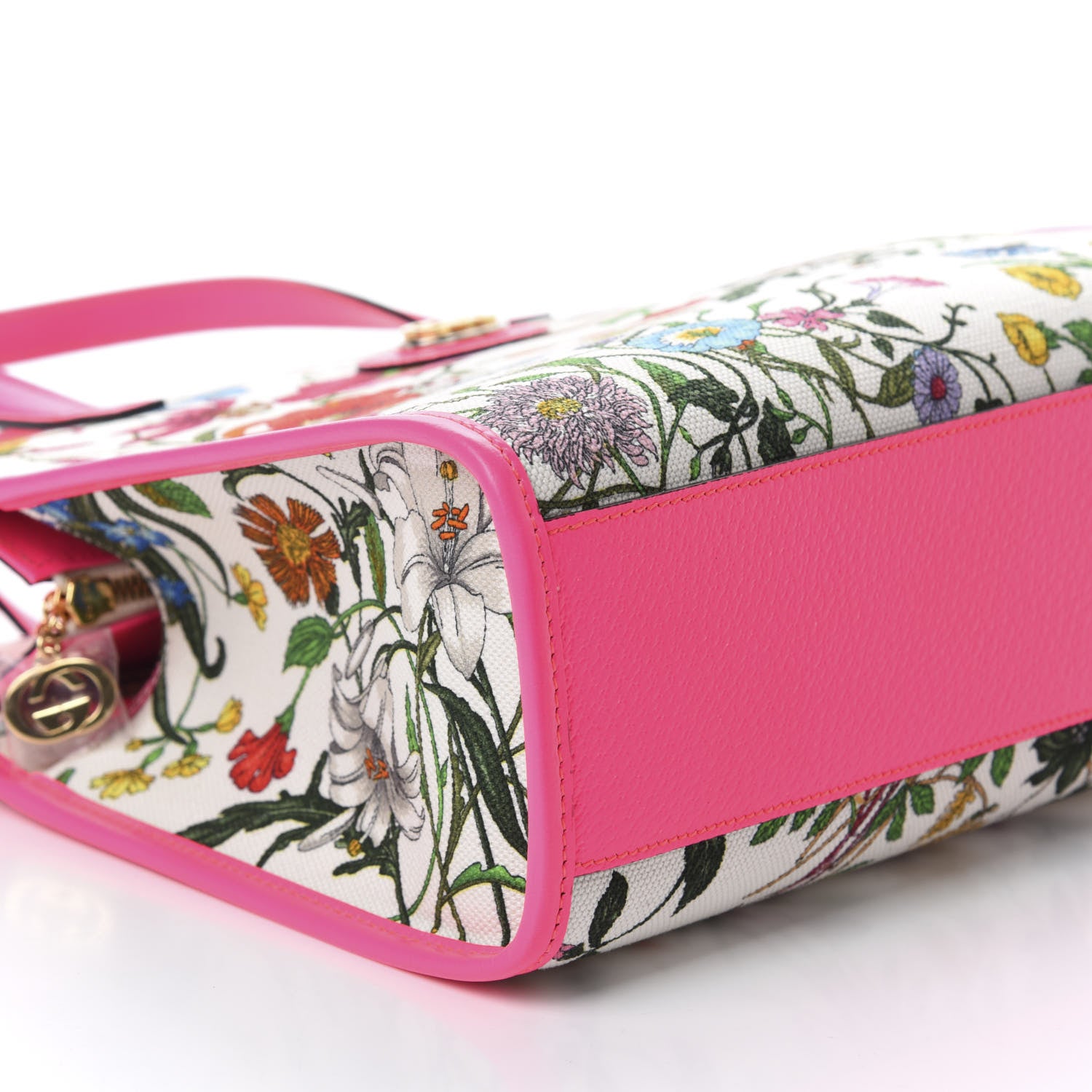Gucci Canvas Medium Flora Tote Fuchsia 7 of 11