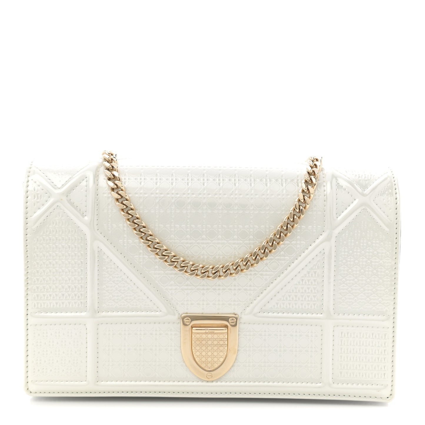 Patent Micro-Cannage Diorama Wallet on Chain Pouch White