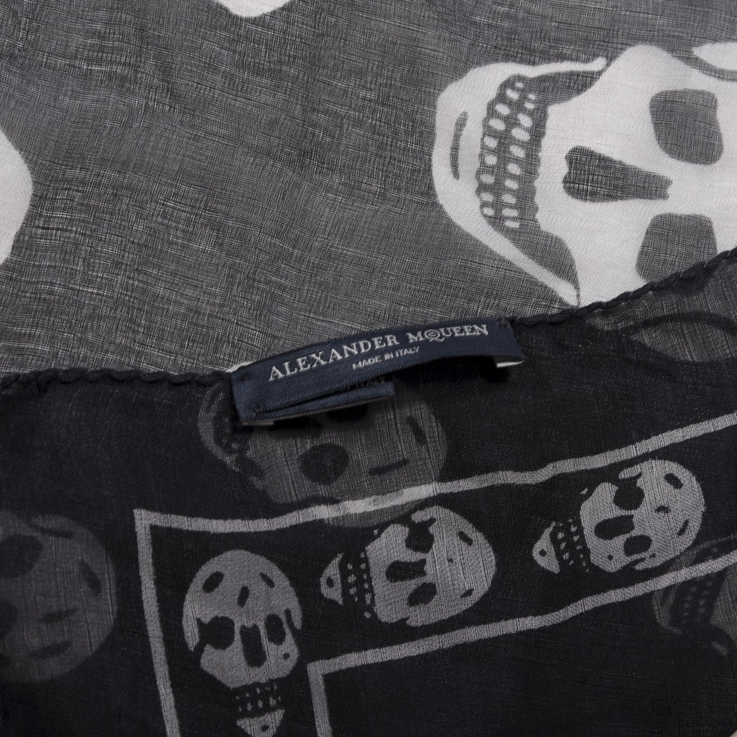 Silk Chiffon Skull Scarf Black Ivory