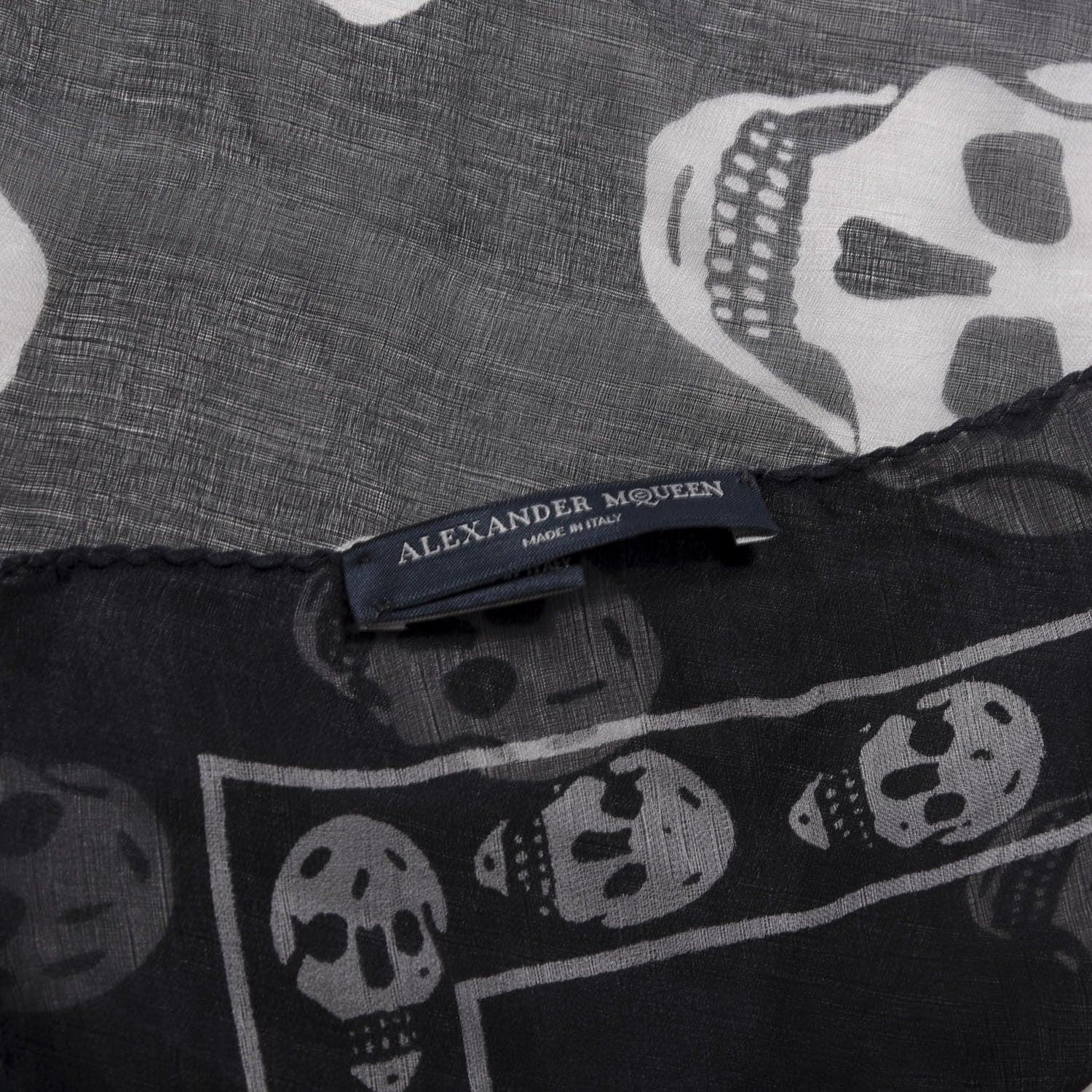 Alexander McQueen Silk Chiffon Skull Scarf Black Ivory 2 of 4