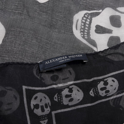 Alexander McQueen Silk Chiffon Skull Scarf Black Ivory 2 of 4