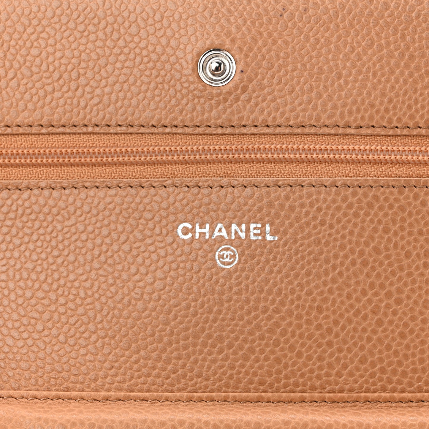 Caviar Quilted Wallet on Chain WOC Beige