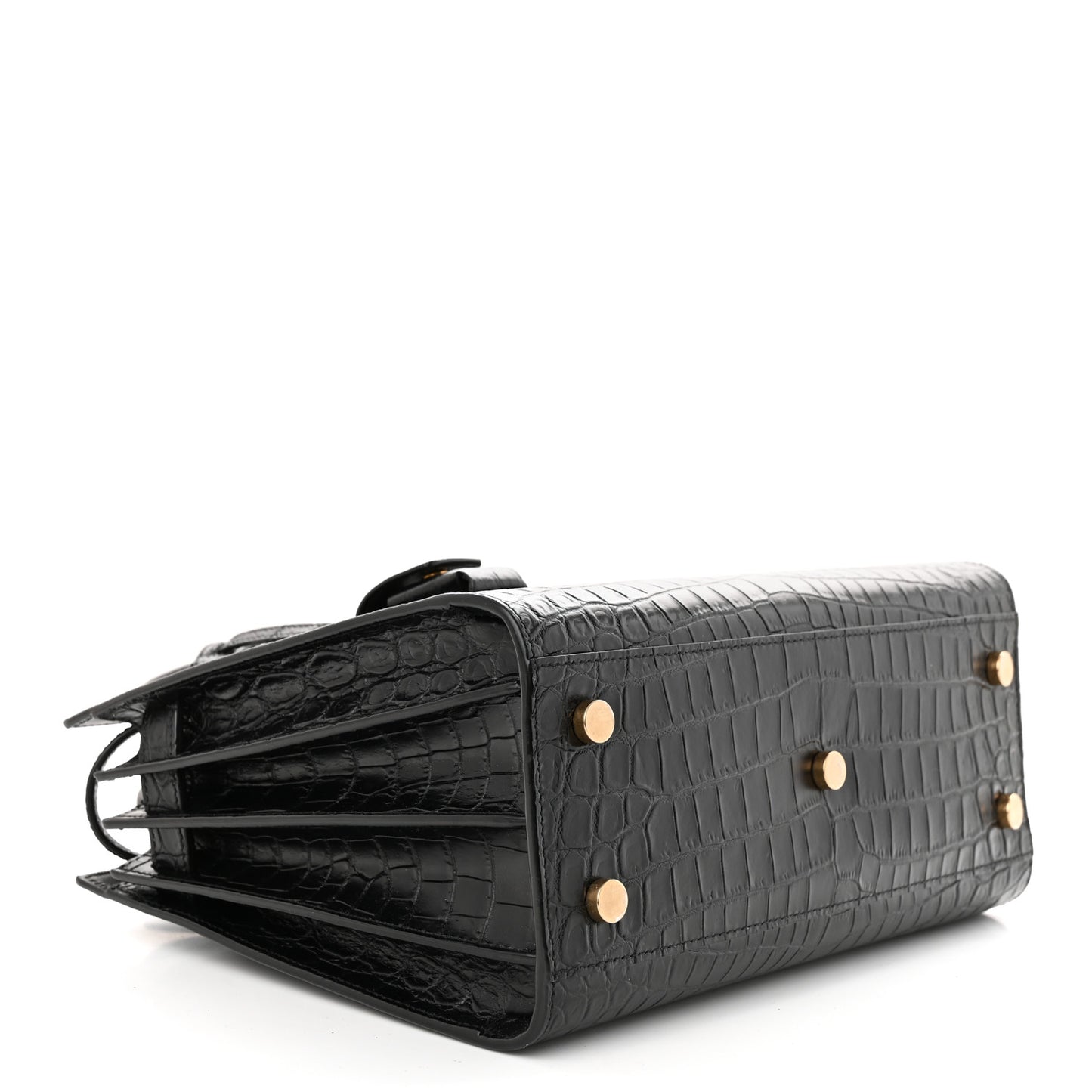 Calfskin Crocodile Embossed Baby Sac De Jour Black