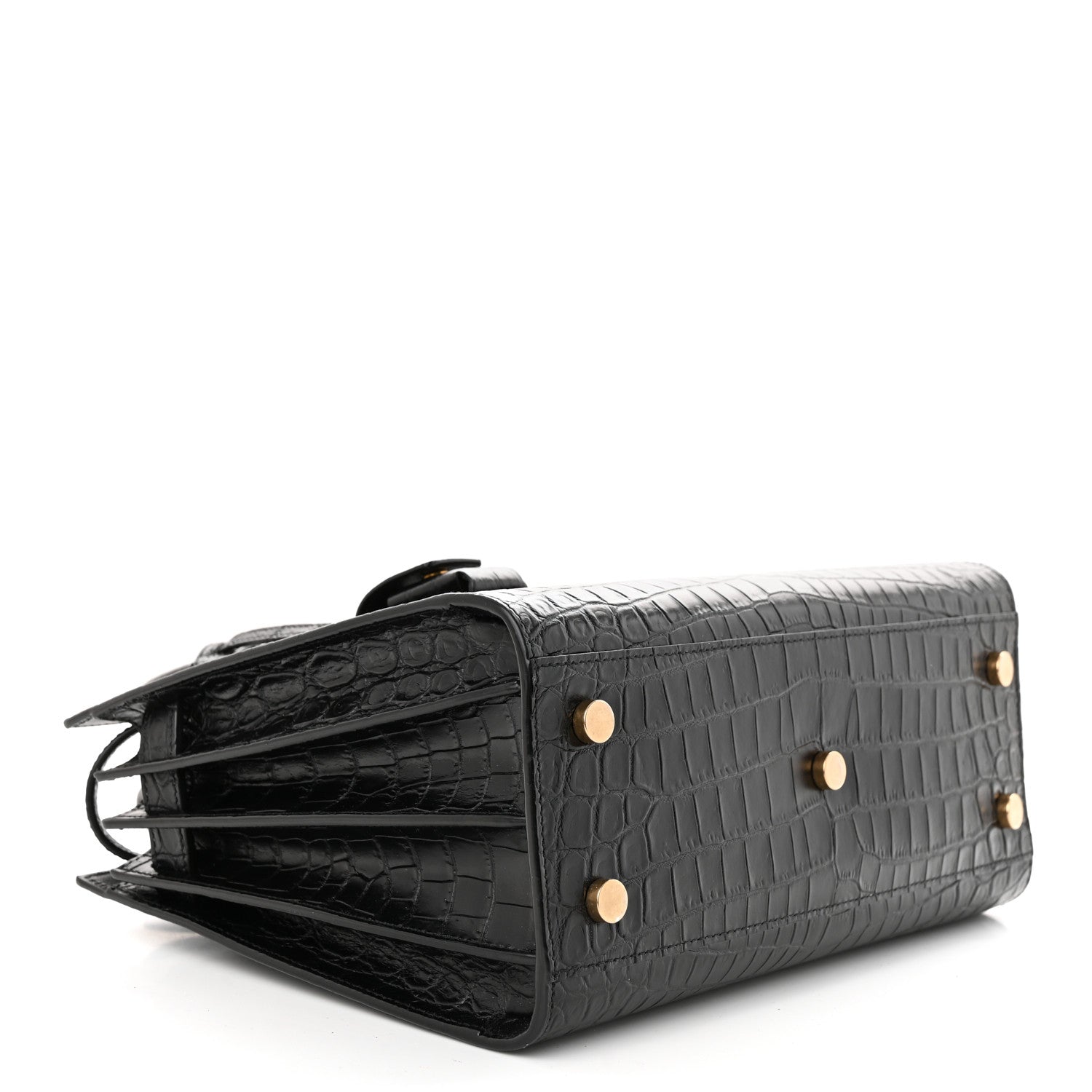 Saint Laurent Calfskin Crocodile Embossed Baby Sac De Jour Black 4 of 10
