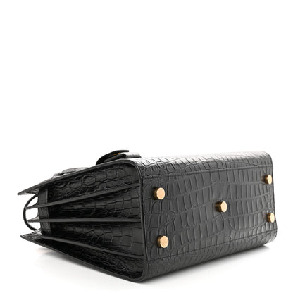 Saint Laurent Calfskin Crocodile Embossed Baby Sac De Jour Black 4 of 10