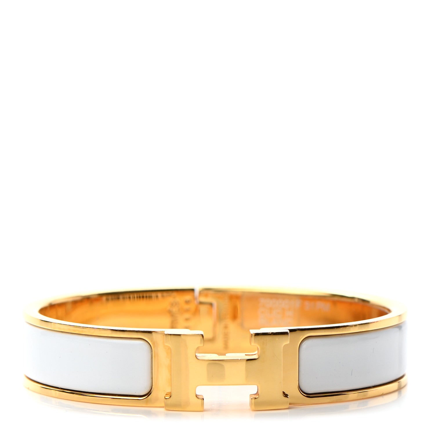Hermes Enamel Narrow Clic Clac H Bracelet PM White 1 of 5