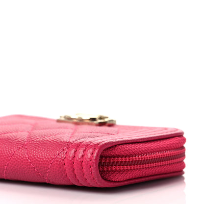 Chanel Caviar Quilted Boy Zip Around Coin Purse Wallet Fuchsia 8 of 9