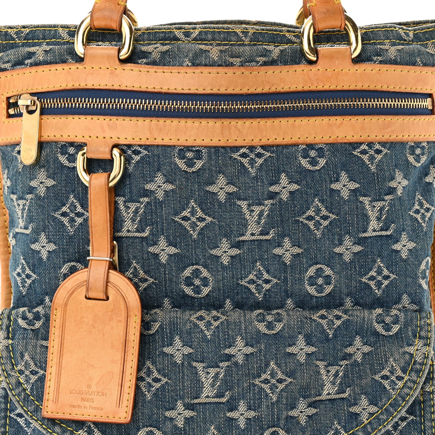 Monogram Denim Sac Plat Blue