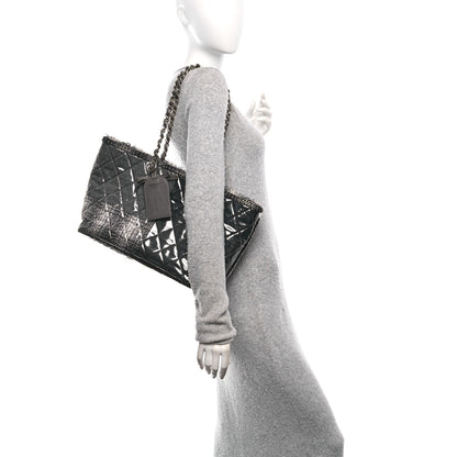 Chanel Vinyl Funny Tweed Patchwork Tote Grey 2 of 12