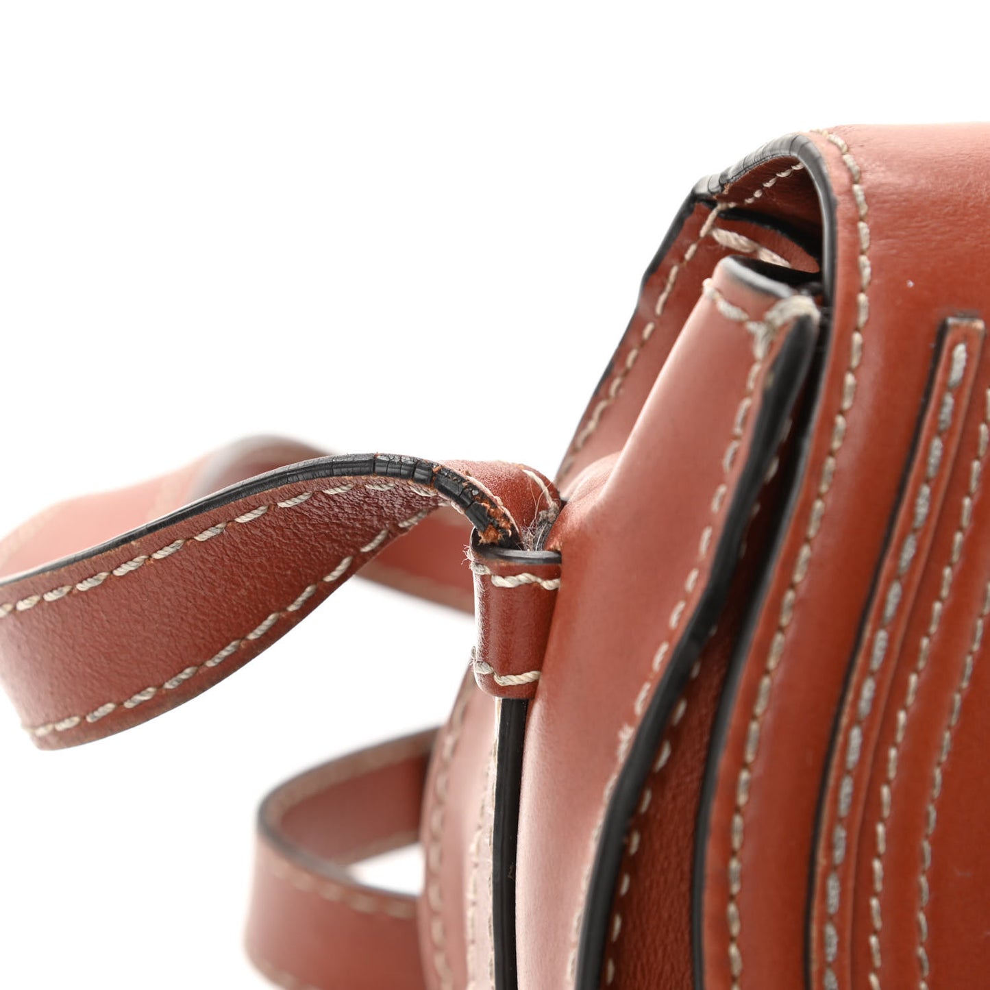 Shiny Calfskin Mini Marcie Round Crossbody Bag Caramel
