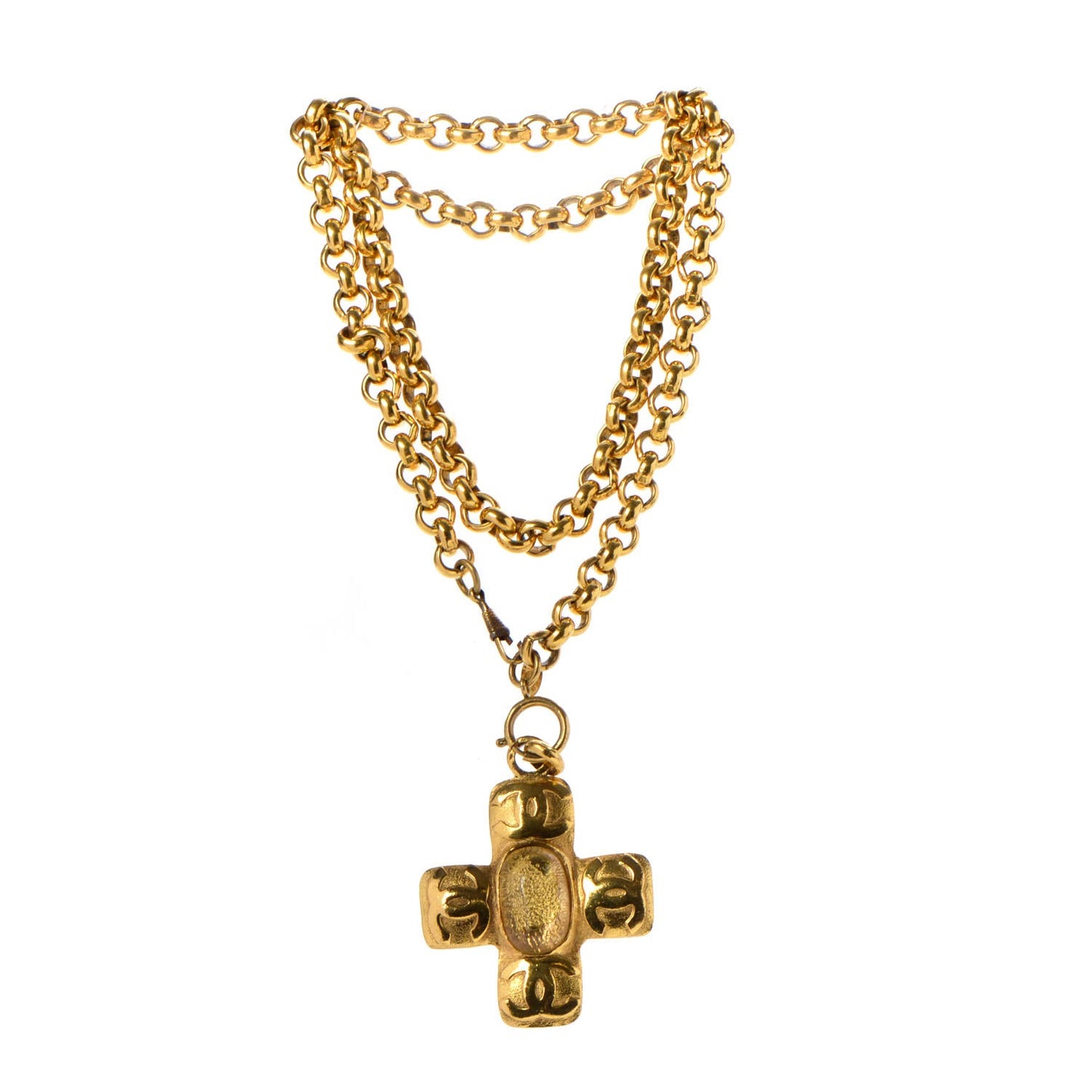 Chain CC Cross Necklace Gold